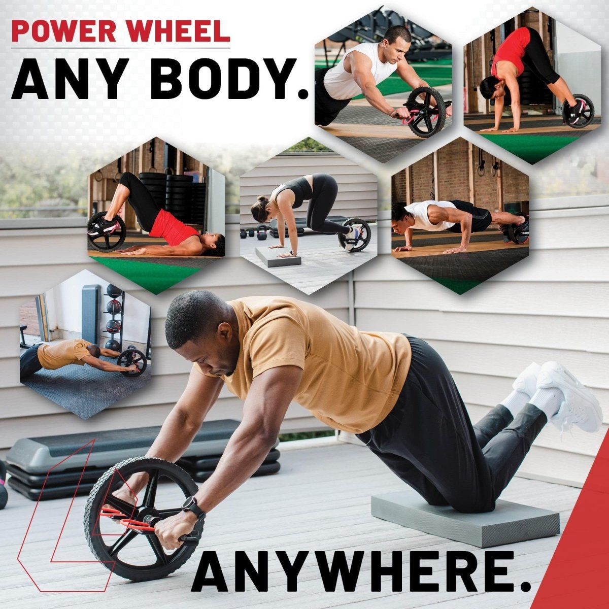 Lifeline Fitness Power Wheel Full Body Workout Ab Roller, Functional Full Body Ab Roller Wheel, Upper/Lower Body Workout, Home Workout Equipment with Foot Straps - Your Performance Shop