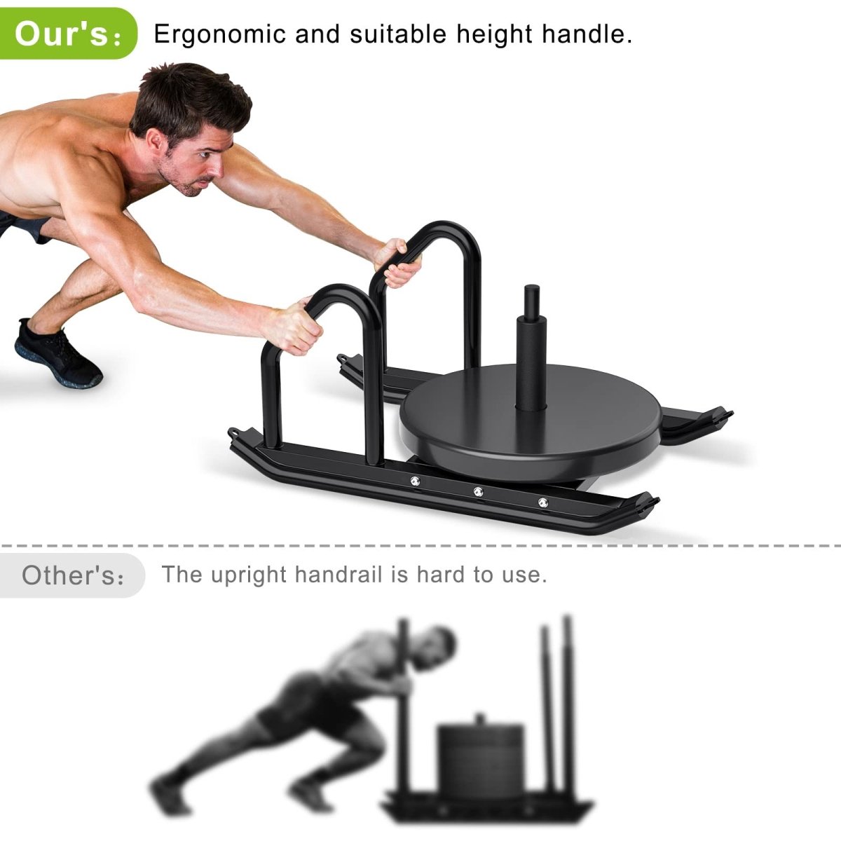 Strength Training Sled For Speed Training Pull Sled To Improve Speed and Acceleration Suitable for 1" & 2" Weight Plate, Black - Your Performance Shop