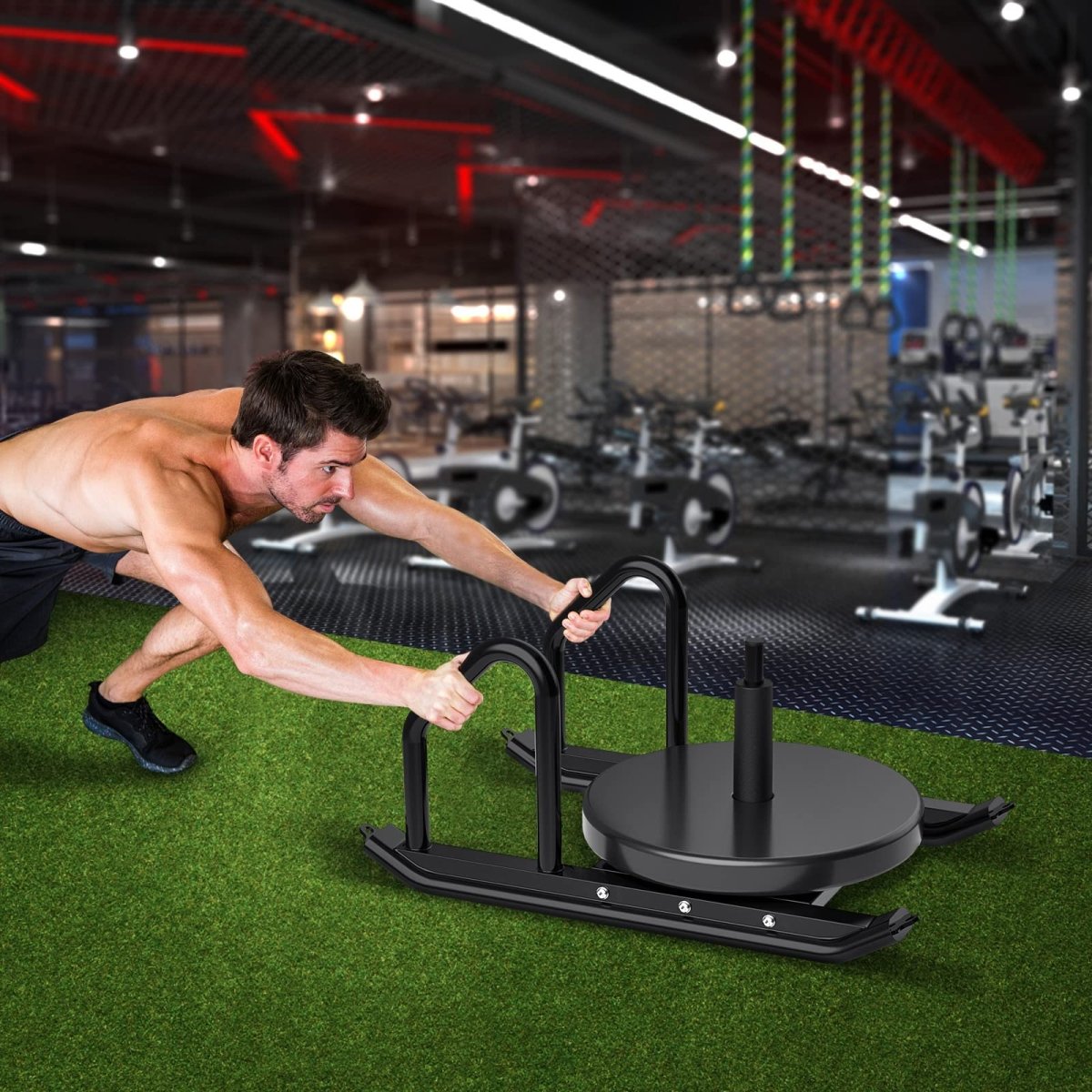 Strength Training Sled For Speed Training Pull Sled To Improve Speed and Acceleration Suitable for 1" & 2" Weight Plate, Black - Your Performance Shop