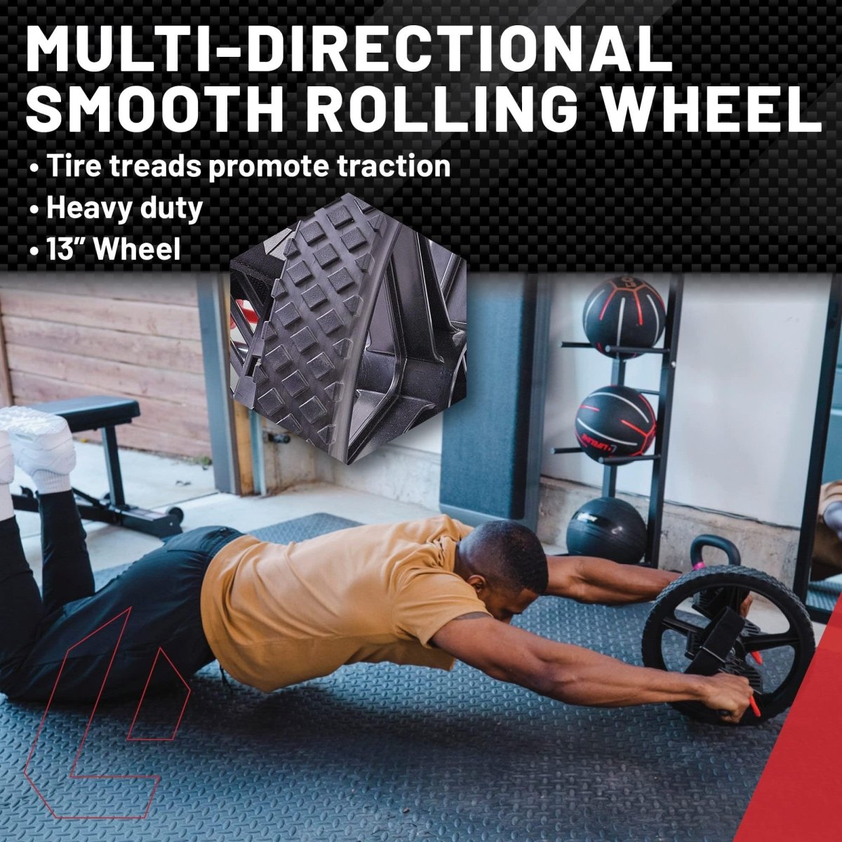 Lifeline Fitness Power Wheel Full Body Workout Ab Roller, Functional Full Body Ab Roller Wheel, Upper/Lower Body Workout, Home Workout Equipment with Foot Straps - Your Performance Shop
