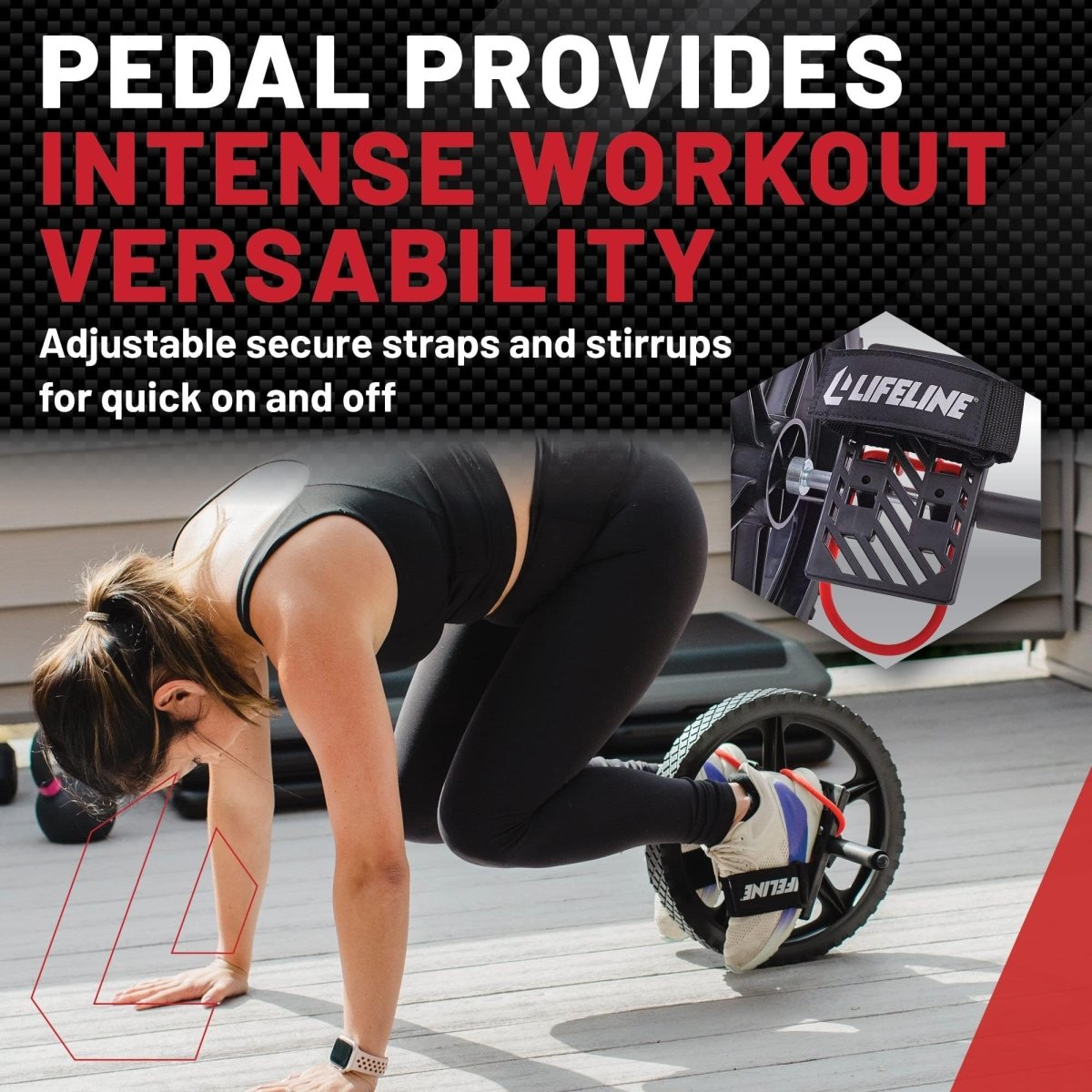 Lifeline Fitness Power Wheel Full Body Workout Ab Roller, Functional Full Body Ab Roller Wheel, Upper/Lower Body Workout, Home Workout Equipment with Foot Straps - Your Performance Shop