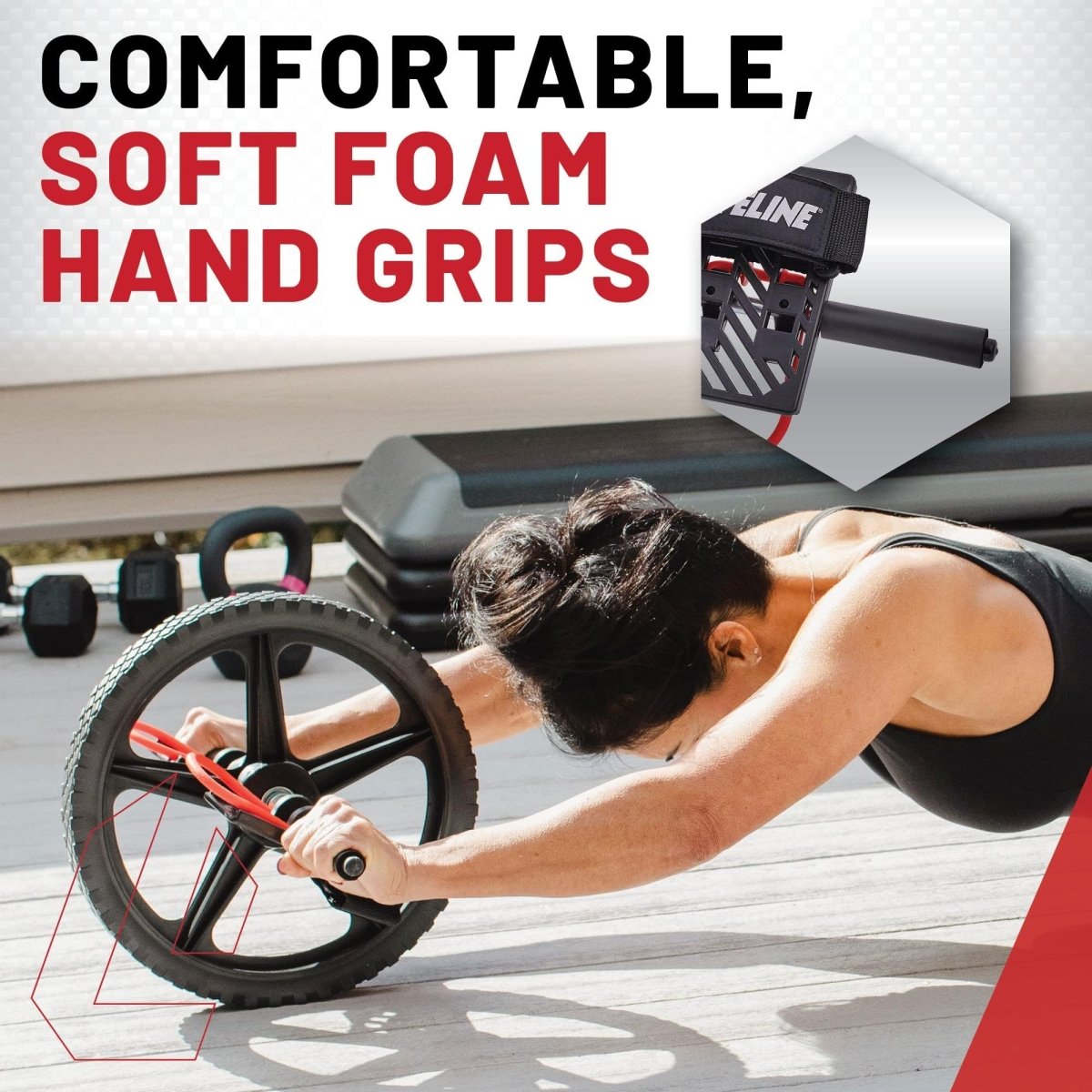 Lifeline Fitness Power Wheel Full Body Workout Ab Roller, Functional Full Body Ab Roller Wheel, Upper/Lower Body Workout, Home Workout Equipment with Foot Straps - Your Performance Shop