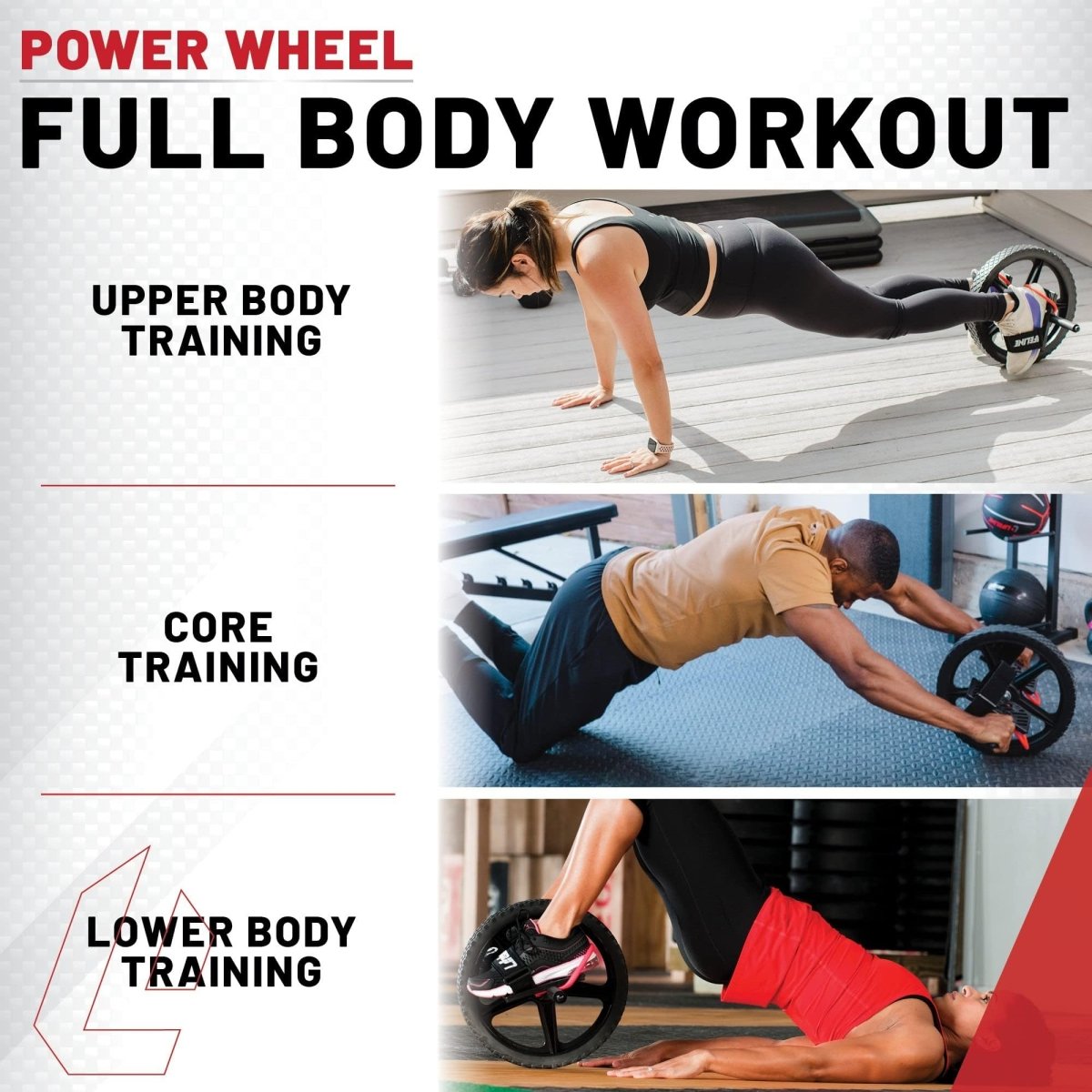 Lifeline Fitness Power Wheel Full Body Workout Ab Roller, Functional Full Body Ab Roller Wheel, Upper/Lower Body Workout, Home Workout Equipment with Foot Straps - Your Performance Shop